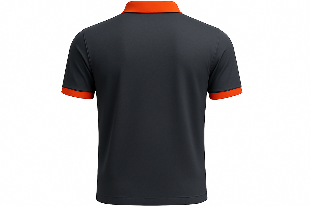 Playera de Golf en negro con detalles naranja - Dry Fit