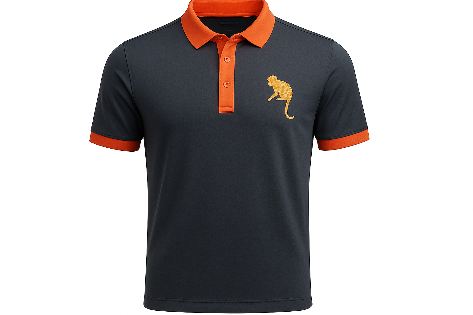 Playera de Golf en negro con detalles naranja - Dry Fit